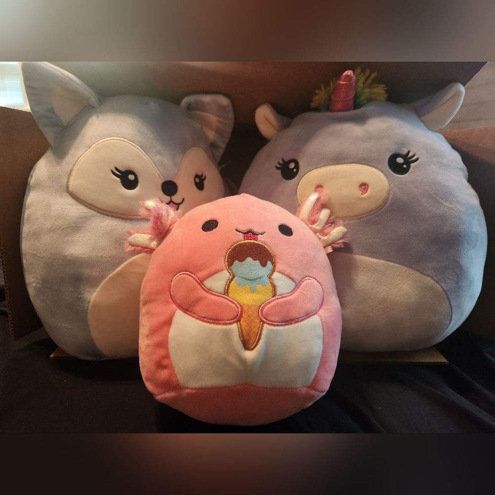 Lot of 3 squishmallows, Faldette, Petula,Archie